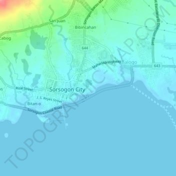 Topografische kaart Sampaloc, hoogte, reliëf