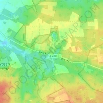 Topografische kaart Oberohe, hoogte, reliëf