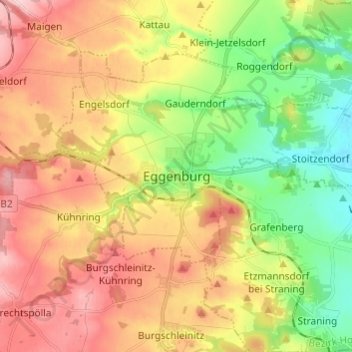 Topografische kaart Eggenburg, hoogte, reliëf