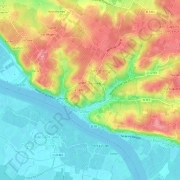 Topografische kaart L'Hortie, hoogte, reliëf