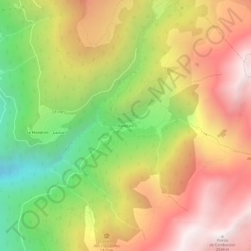 Topografische kaart Bénétant, hoogte, reliëf