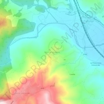 Topografische kaart Monterubiaglio, hoogte, reliëf