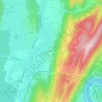Topografische kaart Banchin, hoogte, reliëf
