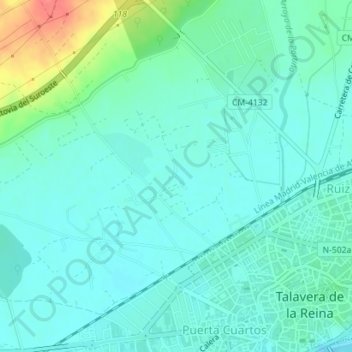 Topografische kaart La Portilla, hoogte, reliëf