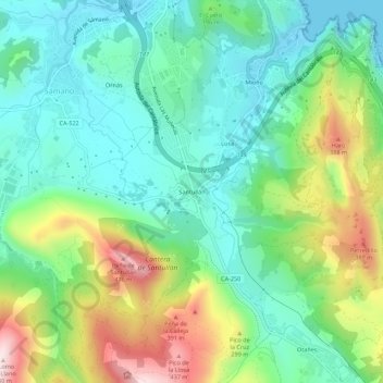 Topografische kaart Santullán, hoogte, reliëf