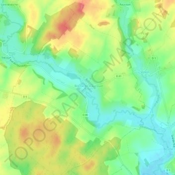 Topografische kaart Roche, hoogte, reliëf