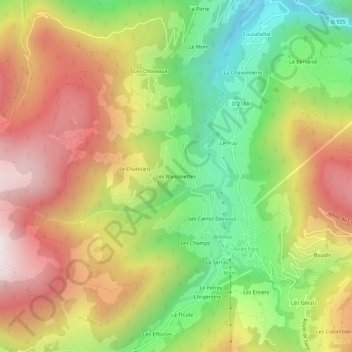 Topografische kaart Les Maisonettes, hoogte, reliëf