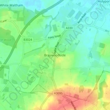 Topografische kaart Braywoodside, hoogte, reliëf