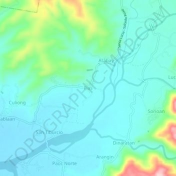 Topografische kaart Pias, hoogte, reliëf