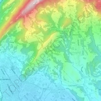 Topografische kaart Colors, hoogte, reliëf