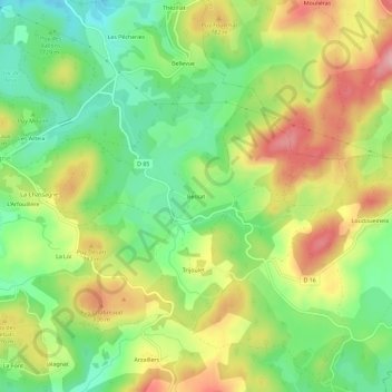 Topografische kaart Bessat, hoogte, reliëf