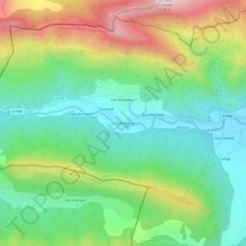 Topografische kaart Le Passavour, hoogte, reliëf