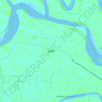 Topografische kaart Dumki, hoogte, reliëf