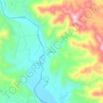 Topografische kaart Tupaya, hoogte, reliëf