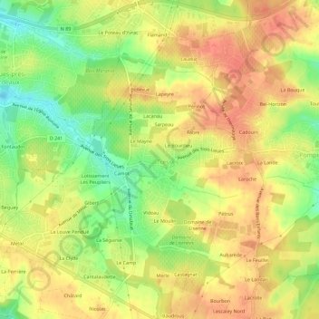 Topografische kaart Guignan, hoogte, reliëf
