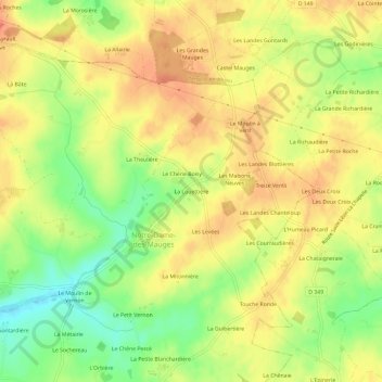 Topografische kaart La Louettière, hoogte, reliëf