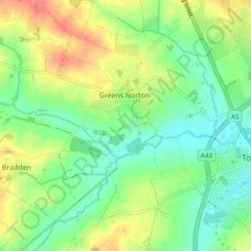 Topografische kaart Bengal, hoogte, reliëf
