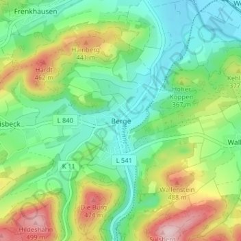 Topografische kaart Berge, hoogte, reliëf