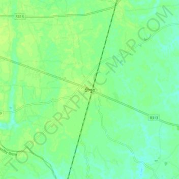 Topografische kaart Sreepur, hoogte, reliëf