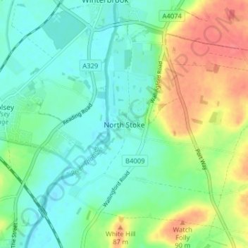 Topografische kaart North Stoke, hoogte, reliëf