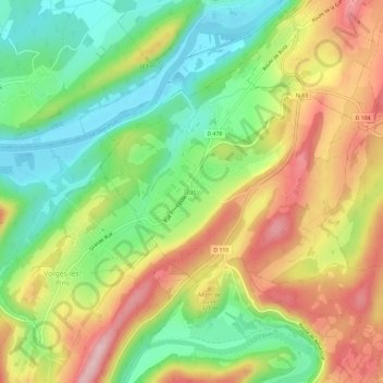 Topografische kaart Busy, hoogte, reliëf