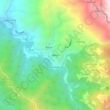 Topografische kaart Sipitan, hoogte, reliëf