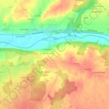 Topografische kaart La Grange, hoogte, reliëf
