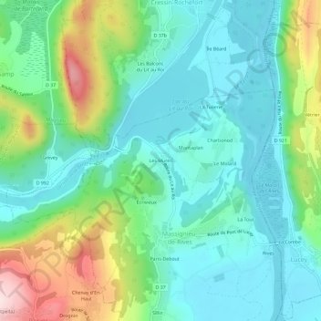 Topografische kaart Les Mures, hoogte, reliëf