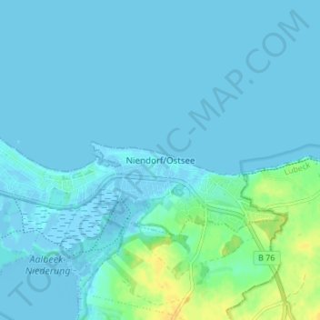 Topografische kaart Niendorf/Ostsee, hoogte, reliëf