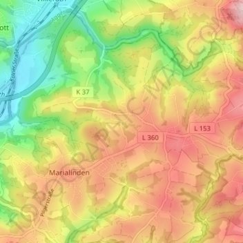 Topografische kaart Siefen, hoogte, reliëf