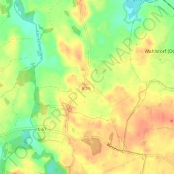 Topografische kaart Kührsdorf, hoogte, reliëf