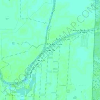 Topografische kaart Arroyo City, hoogte, reliëf