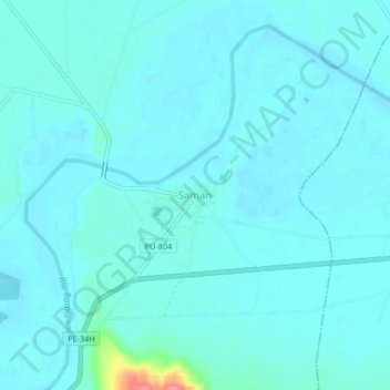 Topografische kaart Saman, hoogte, reliëf