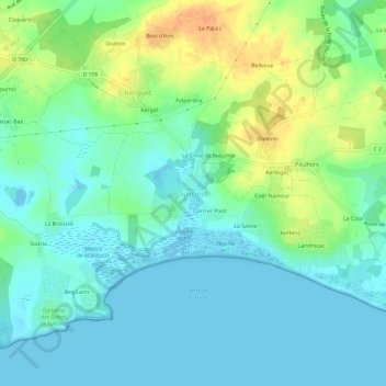 Topografische kaart Suscinio, hoogte, reliëf