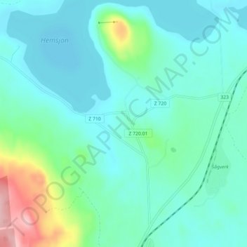 Topografische kaart Västanede, hoogte, reliëf