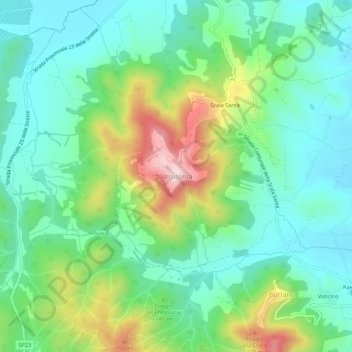 Topografische kaart Vetulonia, hoogte, reliëf
