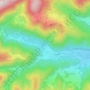 Topografische kaart Birlen, hoogte, reliëf