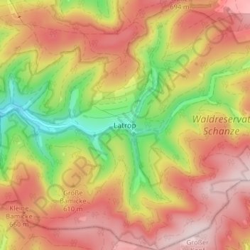 Topografische kaart Latrop, hoogte, reliëf