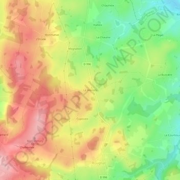 Topografische kaart Le Montély, hoogte, reliëf