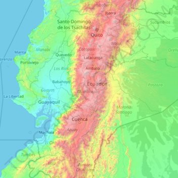 Topografische kaart Chimborazo, hoogte, reliëf