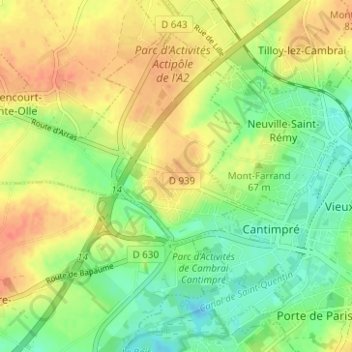 Topografische kaart Sainte-Olle, hoogte, reliëf