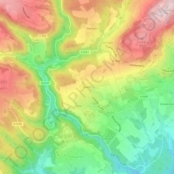 Topografische kaart Etzwihl, hoogte, reliëf