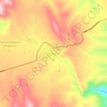 Topografische kaart Yamparáez, hoogte, reliëf
