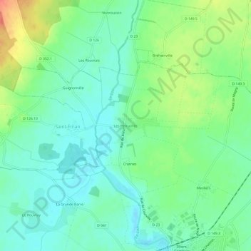 Topografische kaart Les Perruches, hoogte, reliëf