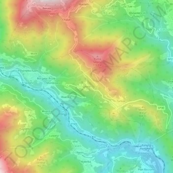 Topografische kaart Gisola, hoogte, reliëf