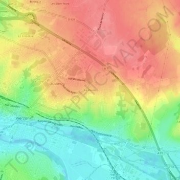 Topografische kaart Le Plessis, hoogte, reliëf