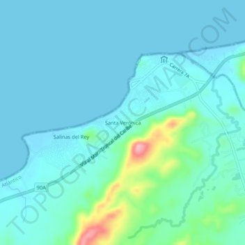 Topografische kaart Santa Verónica, hoogte, reliëf