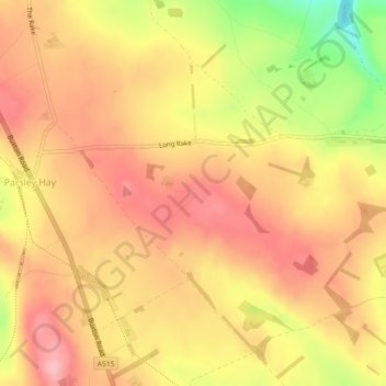 Topografische kaart Arbor Low, hoogte, reliëf