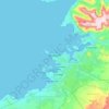 Topografische kaart Reykjavik, hoogte, reliëf