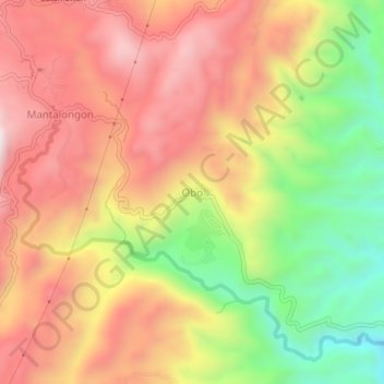 Topografische kaart Obo, hoogte, reliëf